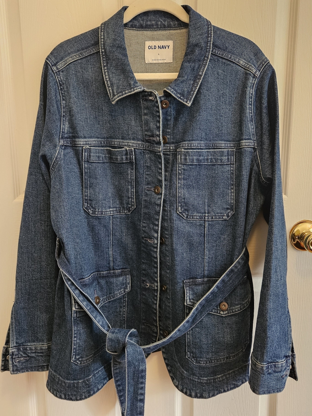 Old Navy Denim Barn Jacket with Waist Tie
